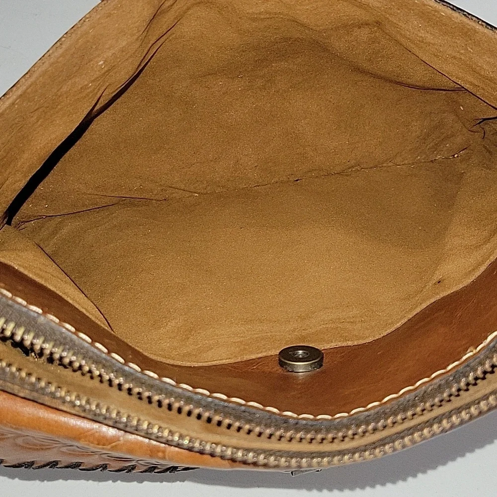 Patricia Nash Tooled Brown Leather Crossbody Bag